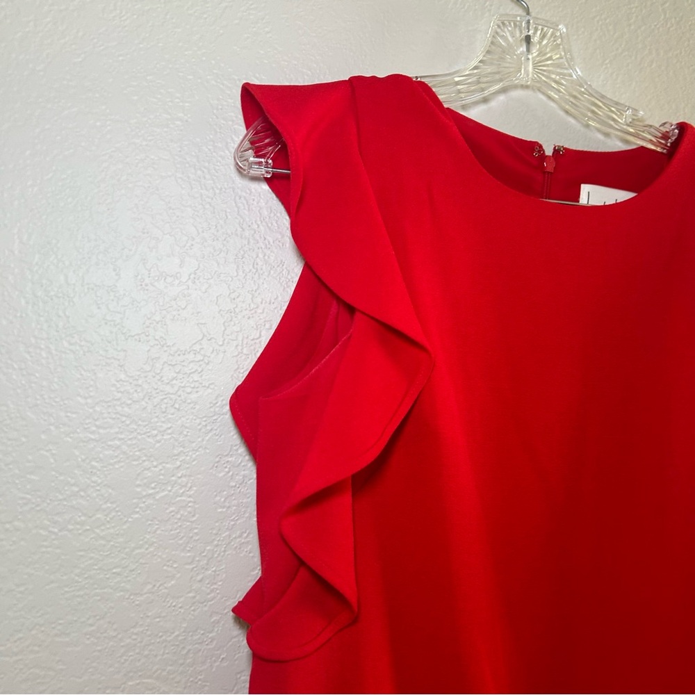 Nicole Miller Red Ruffle Mini Dress women’s‎ 8 Classic elegant office polished - Picture 2 of 7